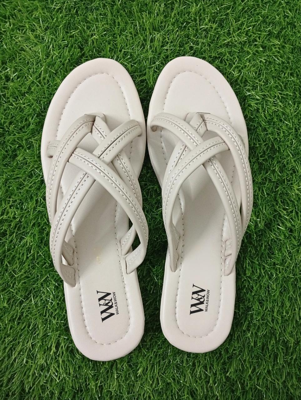 Ivory Criss-Cross Flat Slipper