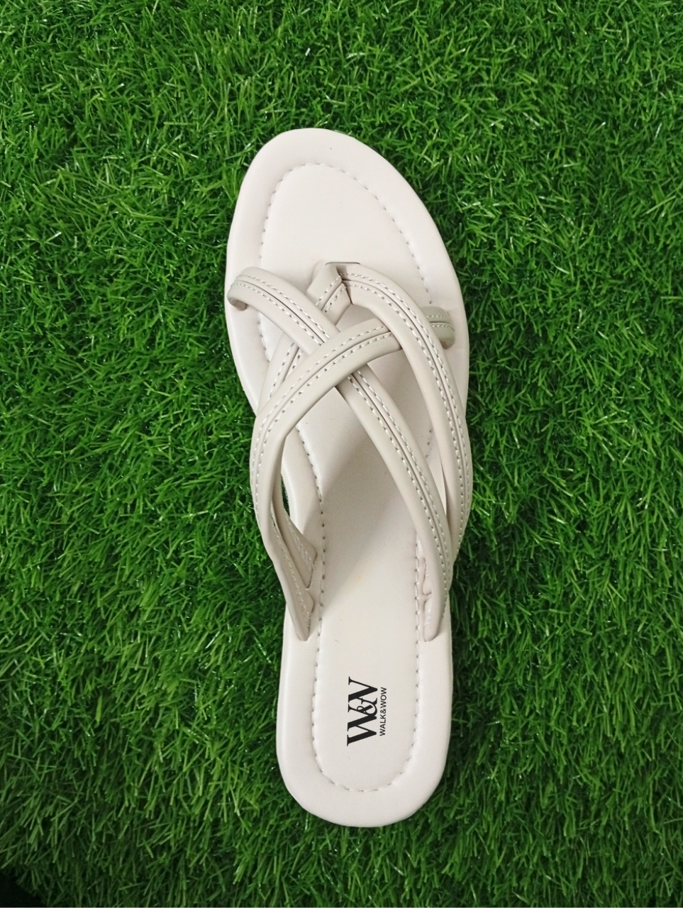 Ivory Criss-Cross Flat Slipper