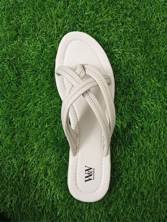 Ivory Criss-Cross Flat Slipper