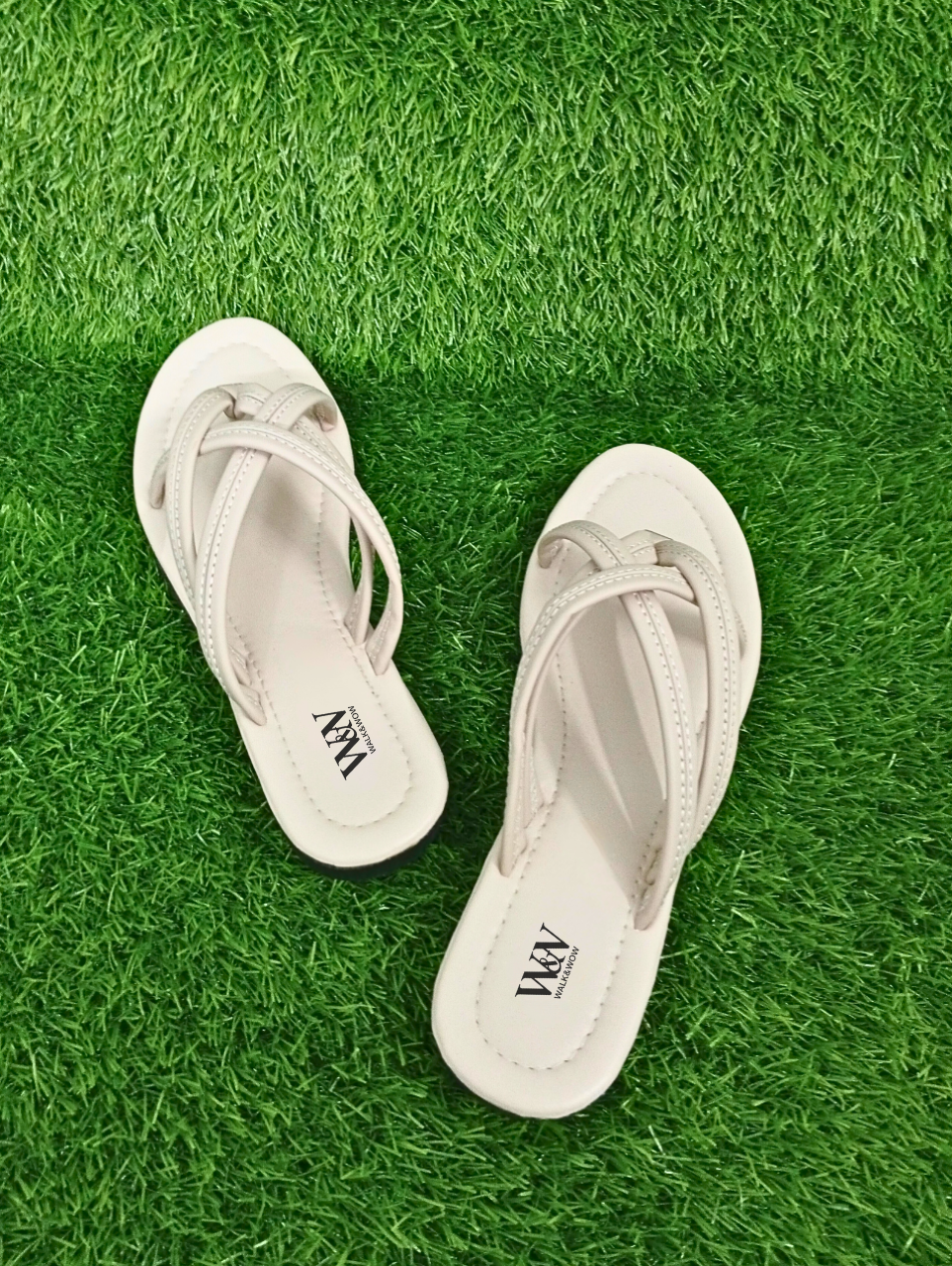 Ivory Criss-Cross Flat Slipper