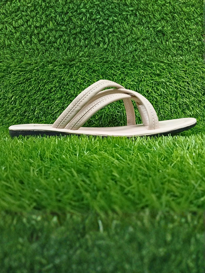 Ivory Criss-Cross Flat Slipper