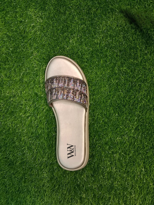 Gold Crystal Embellished Wedge Slipper