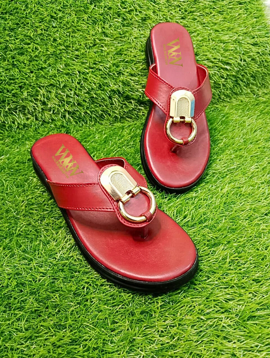 Maroon Red Ring Buckle Chappal