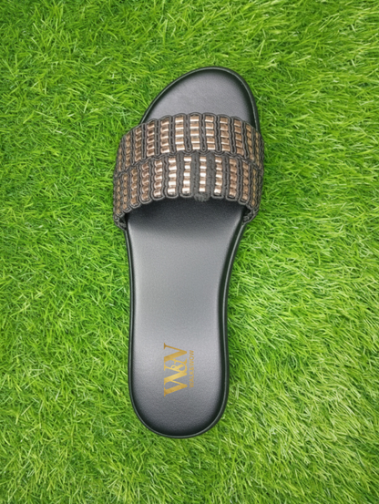 Bronze Textured Slide Chappal