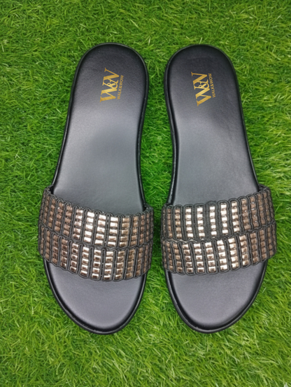 Bronze Textured Slide Chappal