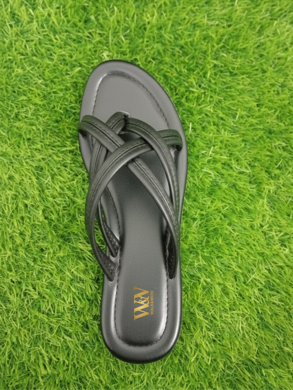 Black Criss-Cross Flat Slipper