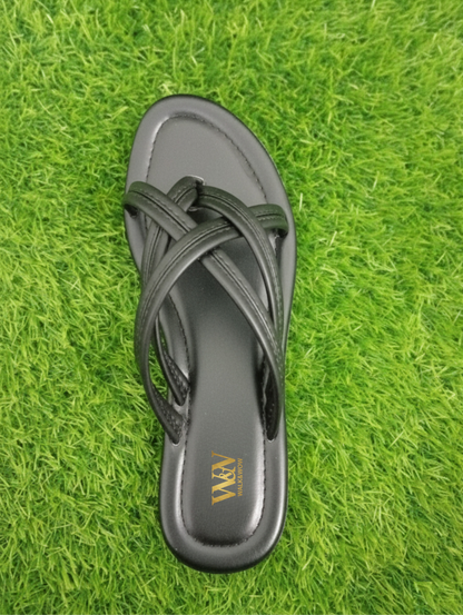 Black Criss-Cross Flat Slipper