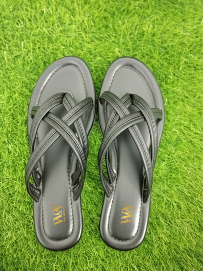 Black Criss-Cross Flat Slipper
